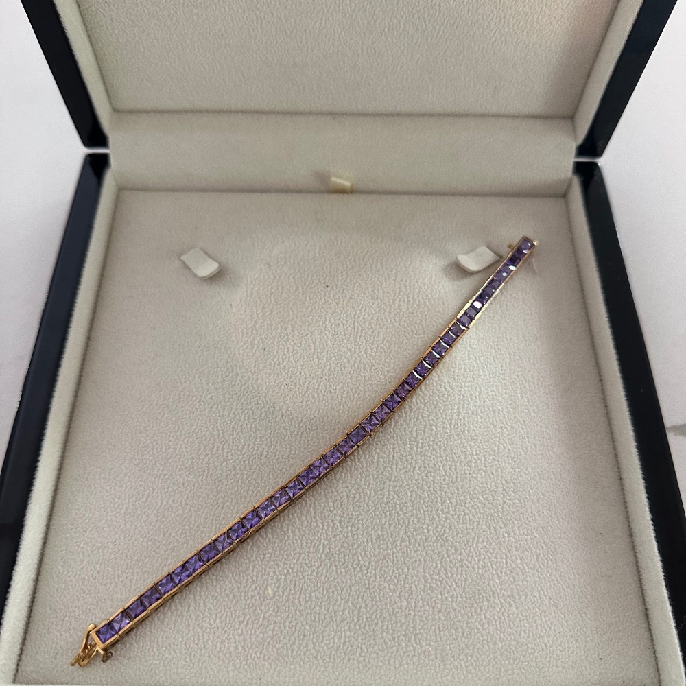 Amethyst Princess Cut Tennis Bracelet Rose Gold